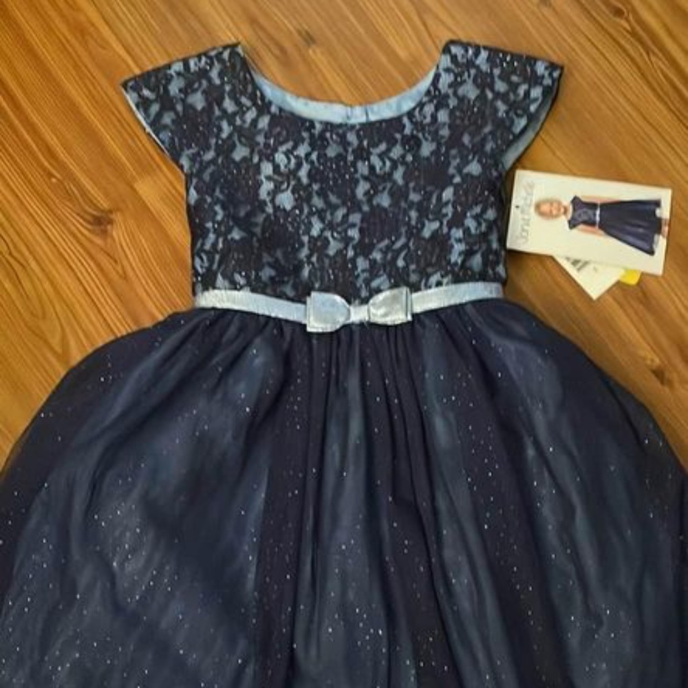 BRAND NEW girl Jona Michelle holiday formal navy / blue dress size 5 - Picture 4 of 5